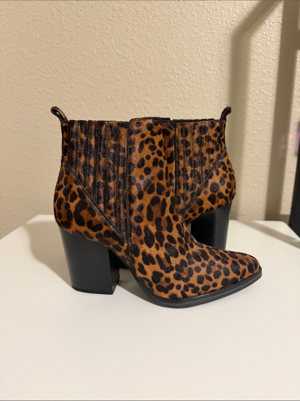 Marc Fisher Leopard-Print Ankle Booties in Brown and Black